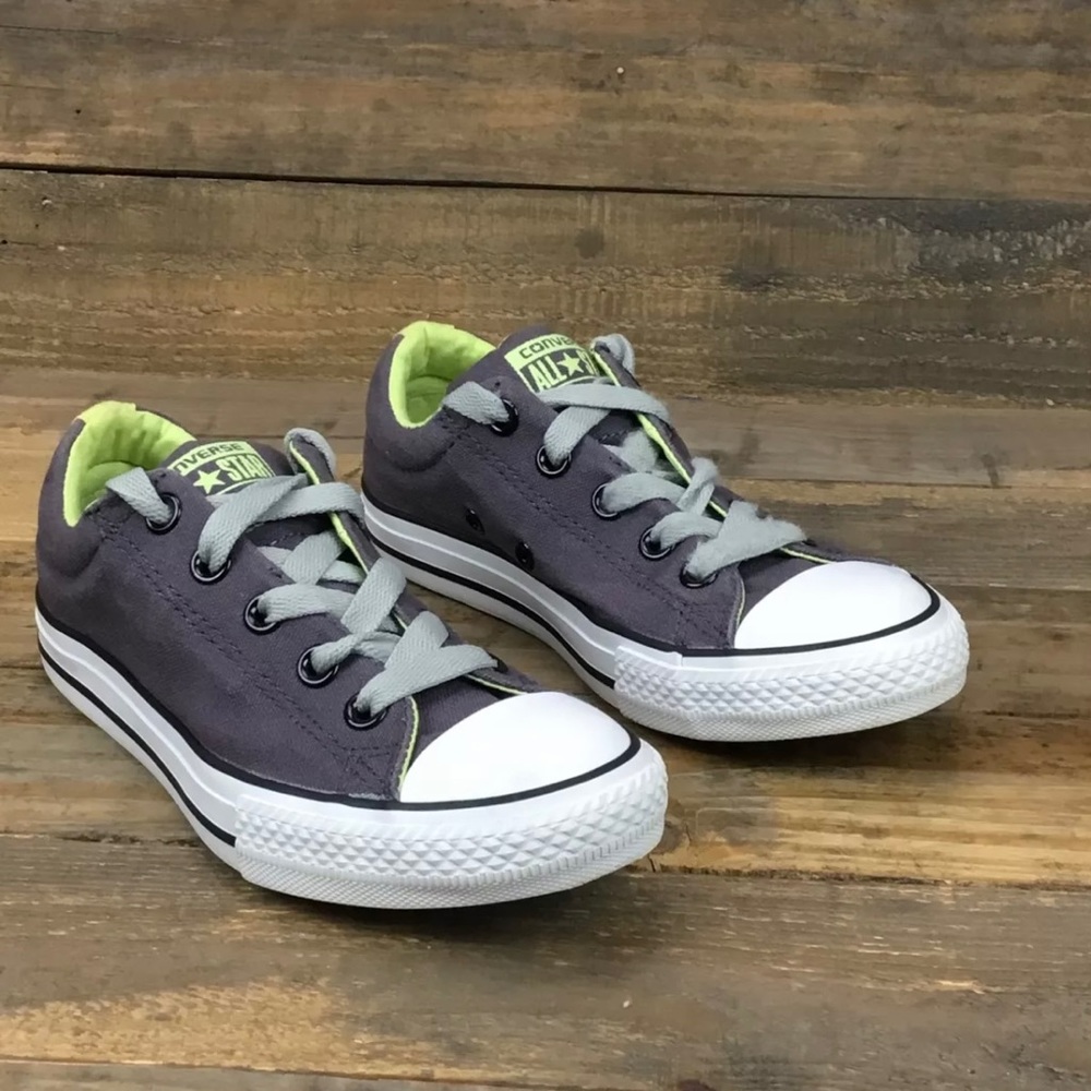 Youth Converse All Star Street Slip On Sneakers Size 2 Grey Green